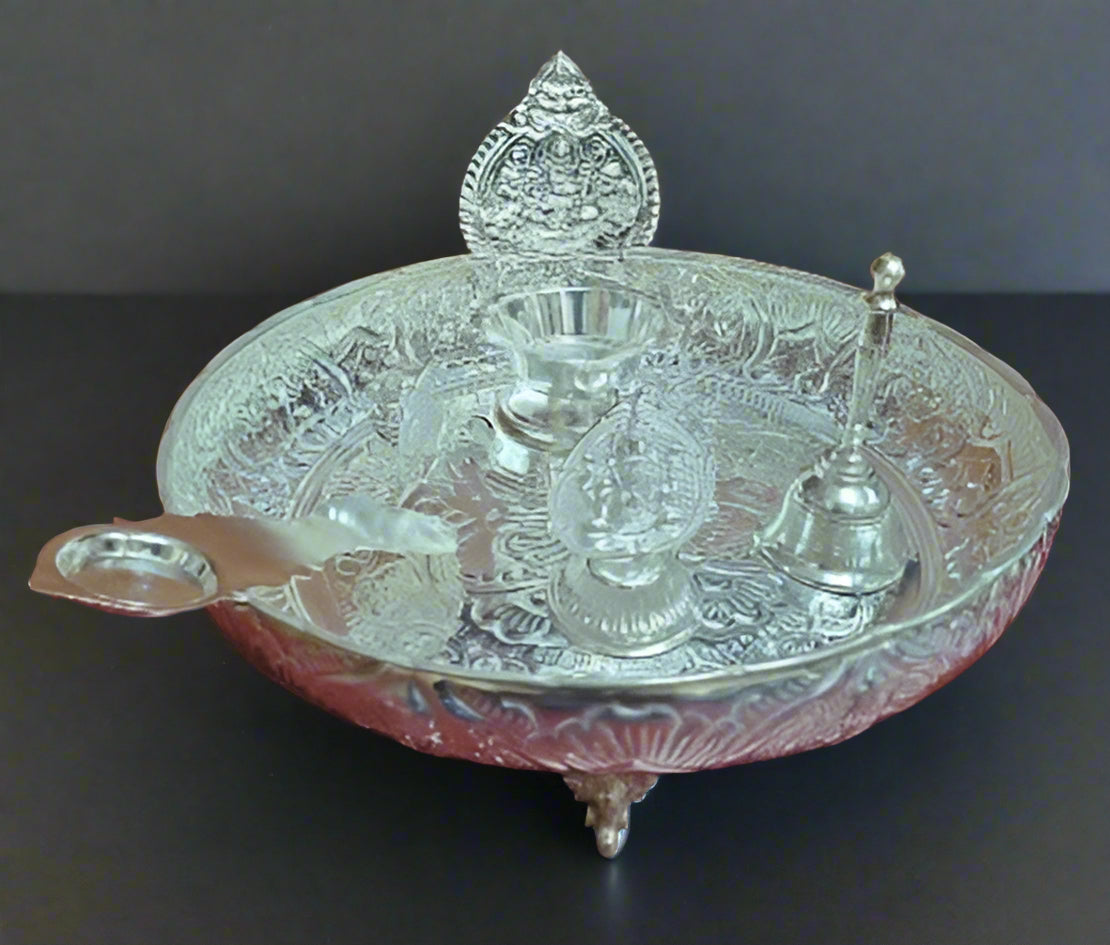 Pure German Silver Washable Pooja thali Set